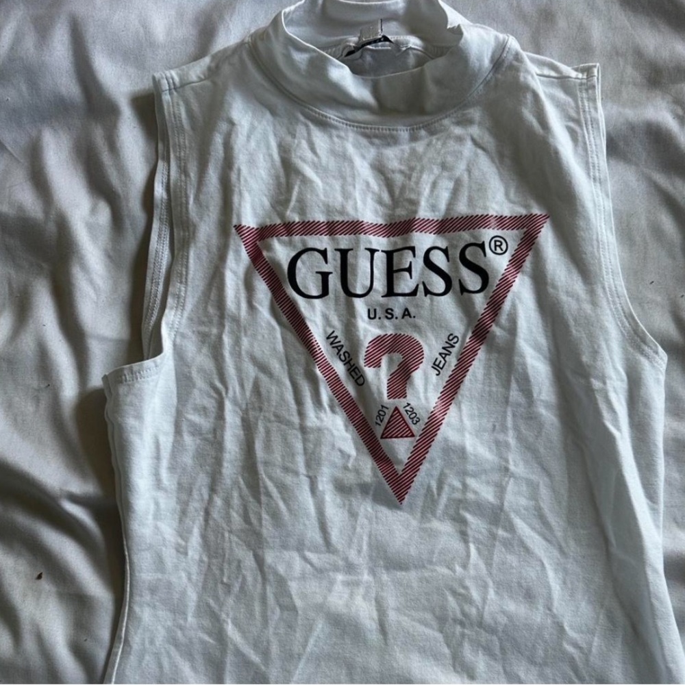 GUESS White Graphic Tank Top